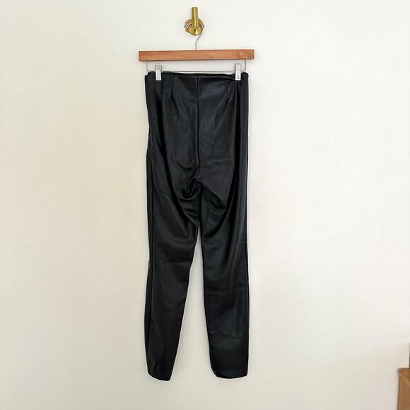 Zara Faux Leather High Rise Ankle Zip Graze Leggings Black S - Picture 7 of 11